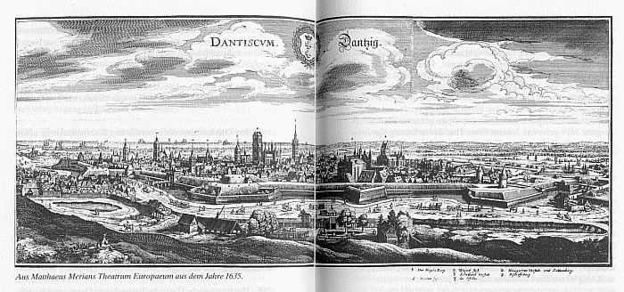 Kupferstich der Stadt Danzig um 1635