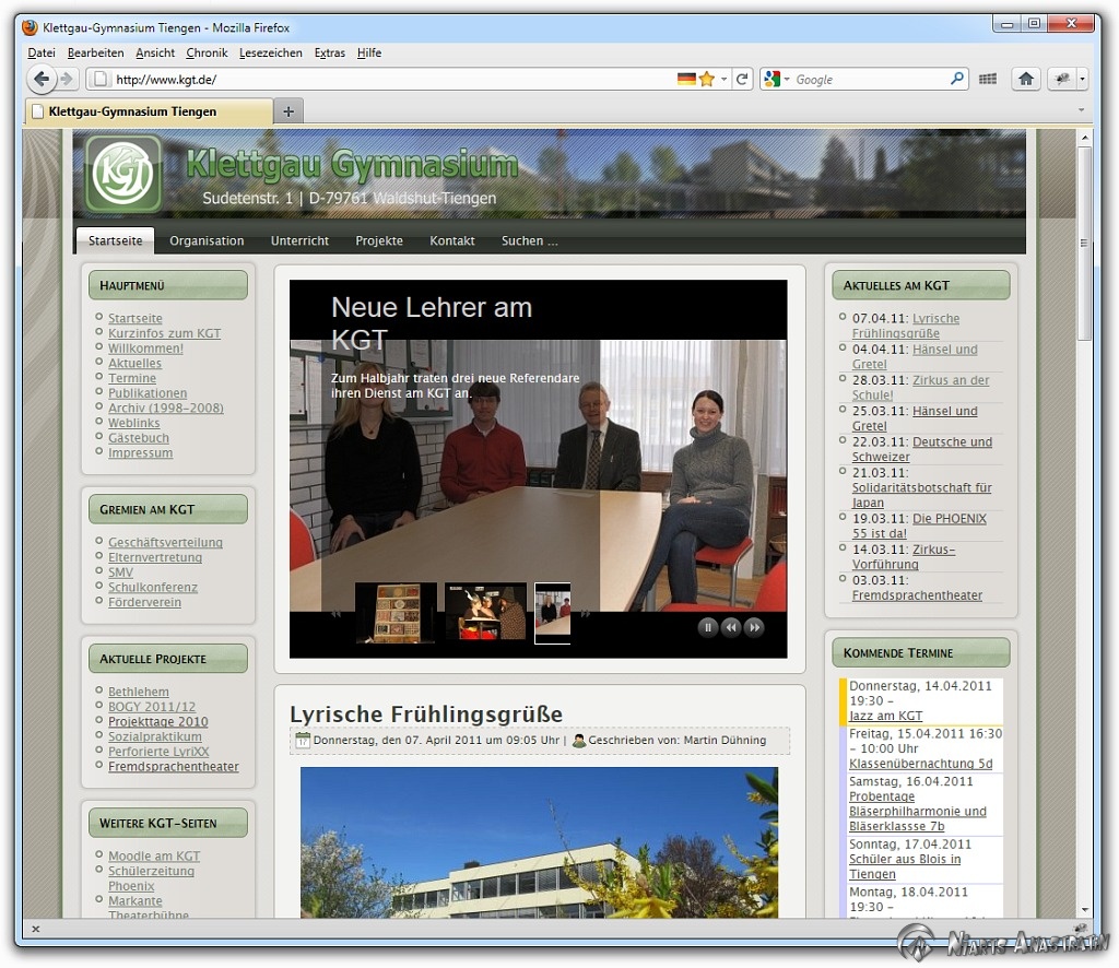Die Webseite des Klettgau-Gymnasiums 2011