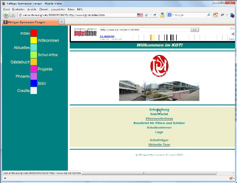 Die Website des Klettgau-Gymnasiums nach ihrem Relaunch auf www.kgt.de im Jahr 2000