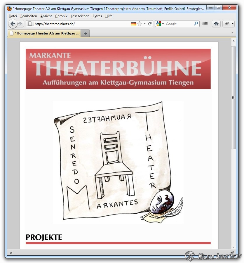 Webseite der markanten Theaterbühne